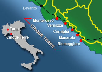 map of five towns Cinque Terre