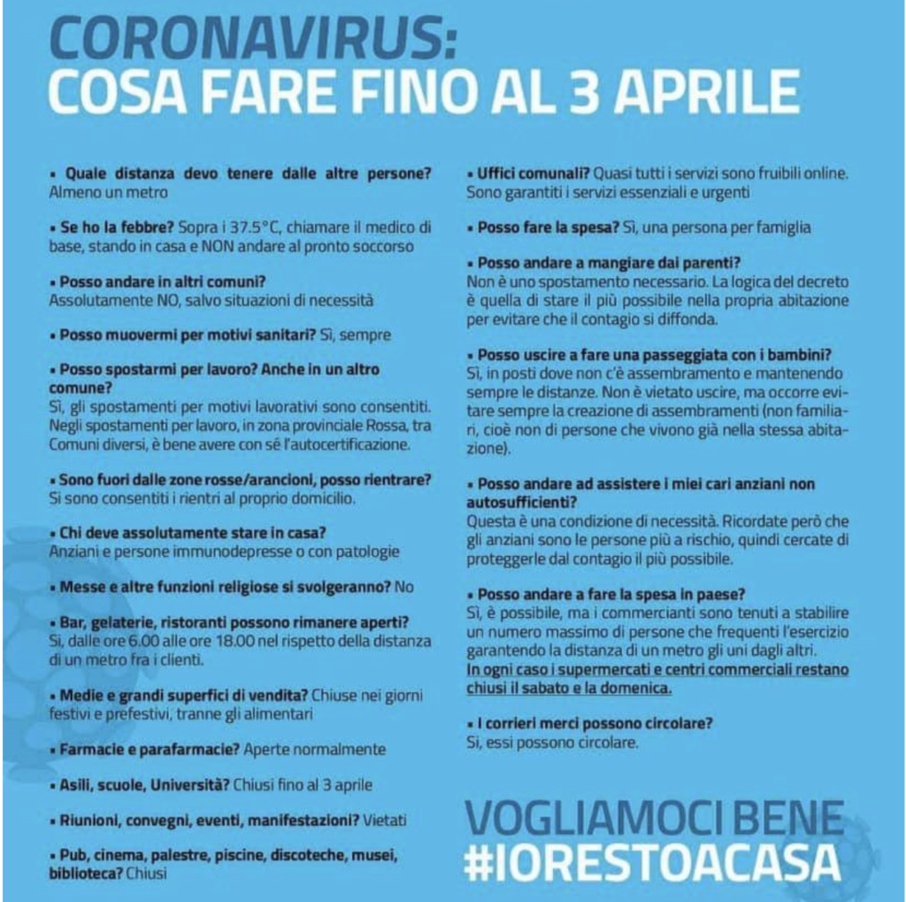 coronavirus Italy what is allowed